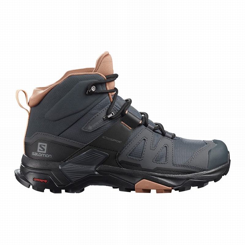 Salomon X ULTRA 4 MID GORE-TEX Botas De Montaña Mujer - Gris Oscuro / Creme - Colombia (81639-MLSJ)